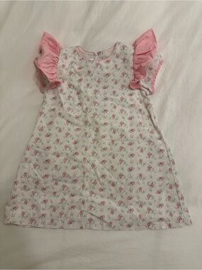 Dondolo Girls Floral A-Line Dress with Pink Ruffle Sleeves